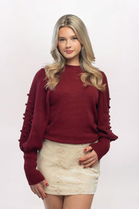 TEXTURED PUFF SLEEVE SWEATER