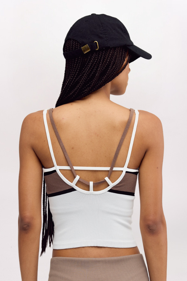 ALL CLEAR COASTLINE STRIPE TANK, IVORY COMBO