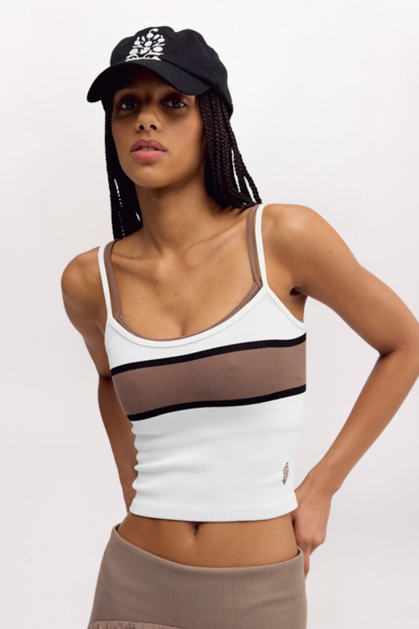 ALL CLEAR COASTLINE STRIPE TANK, IVORY COMBO