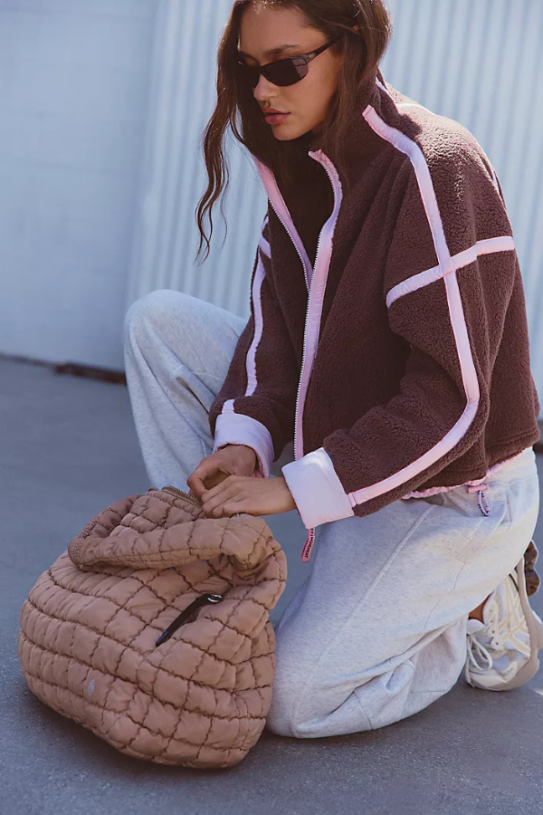 MOUNTAIN HIGH FULL ZIP JACKET, TRUFFLE/POWDER PINK
