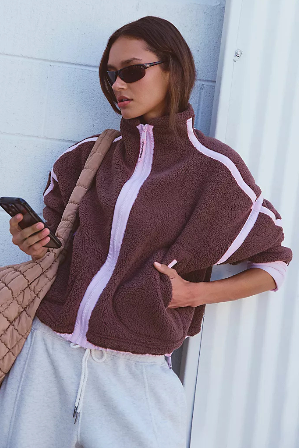 MOUNTAIN HIGH FULL ZIP JACKET, TRUFFLE/POWDER PINK