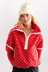 MOUNTAIN HIGH HALF ZIP JACKET, CANDY APPLE BIRDSEYE