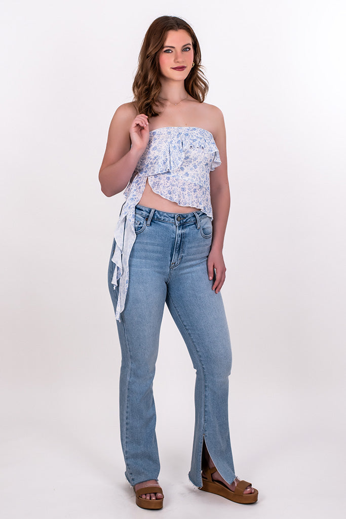 STRAPLESS FLORAL JELLYFISH TOP – Girlhero