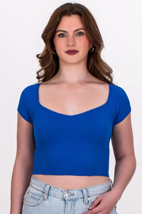 CAP SLEEVE SWEETHEART NECK CROP