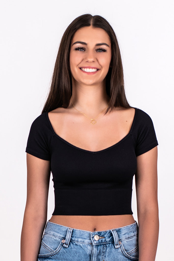 CAP SLEEVE SWEETHEART NECK CROP