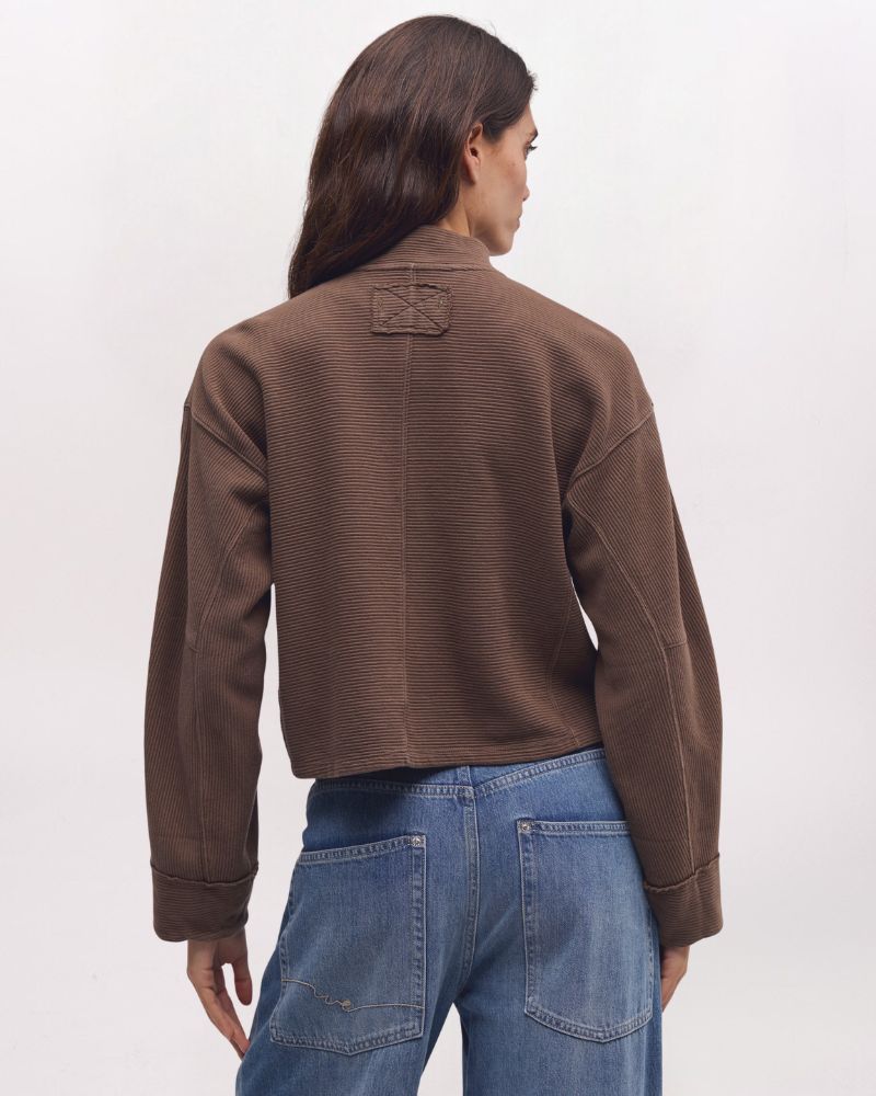 CELESTE QUARTER ZIP SWEATSHIRT, TEAK