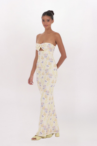 FLORAL RIB CUTOUT MAXI DRESS