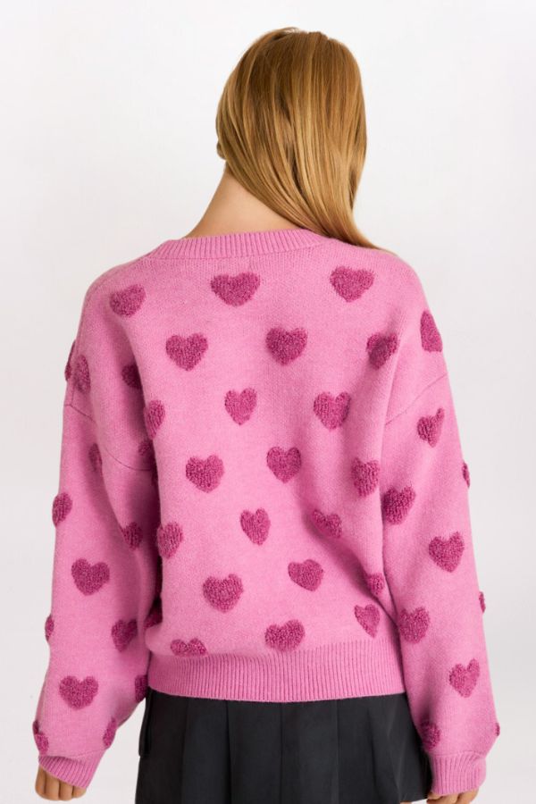 SCATTER CHENILLE HEARTS SWEATER