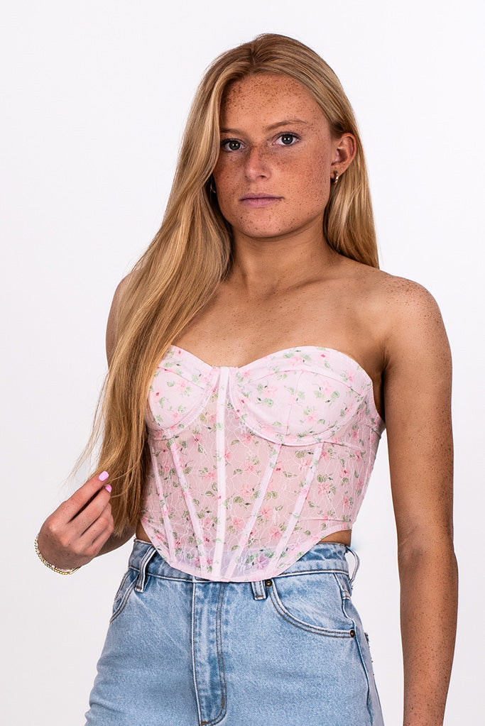 FLORAL LACE CORSET TOP