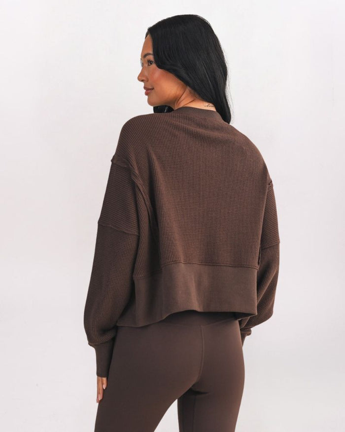 COZY WAFFLE TOP, DK CHOCO