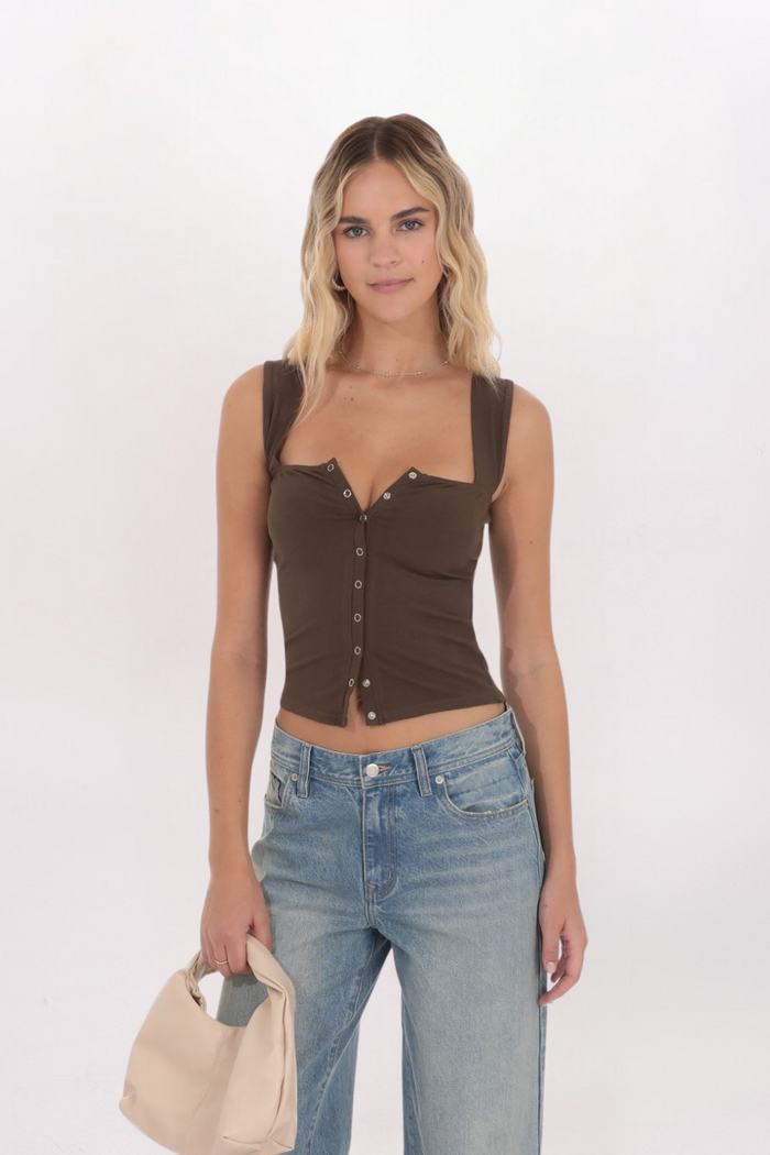 RIBBED SQUARE NECK TOP