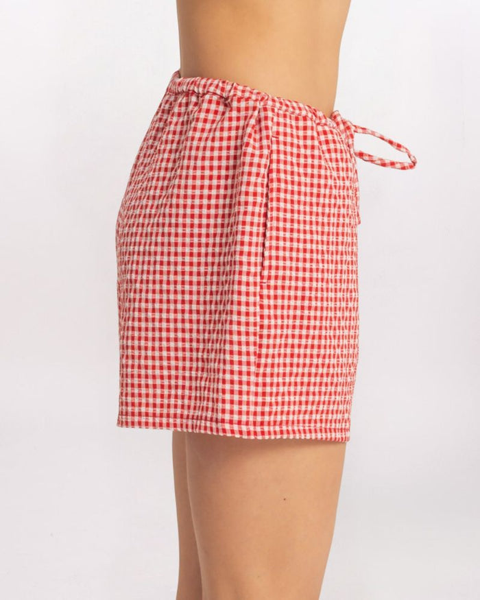 GINGHAM SHORT, RED