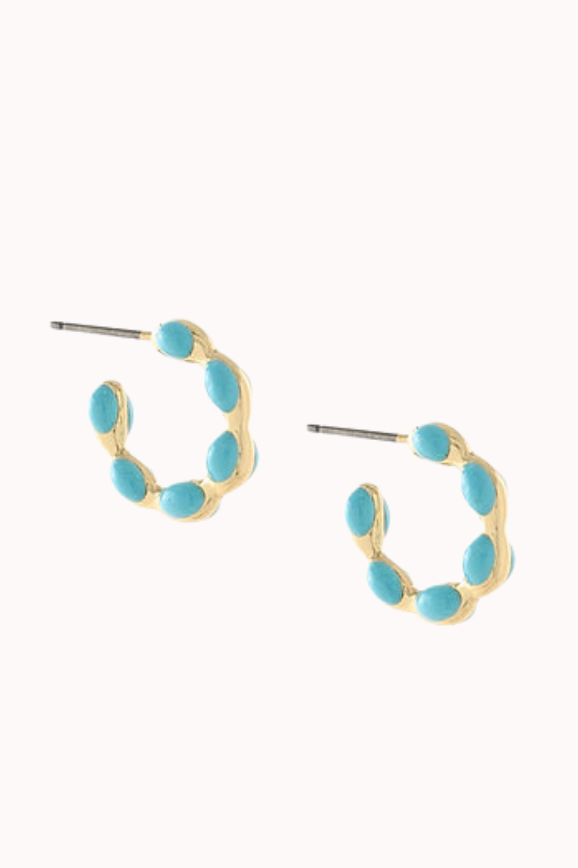 ENAMEL DOT HUGGIE - TURQ/GOLD