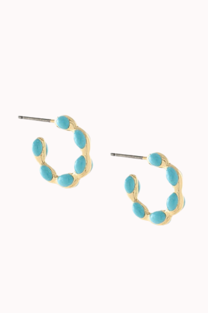 ENAMEL DOT HUGGIE - TURQ/GOLD