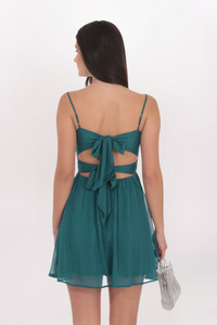 TWIST FRONT SHIMMER DRESS