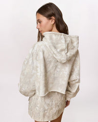 CAMO CROPPED HOODY - IVORY