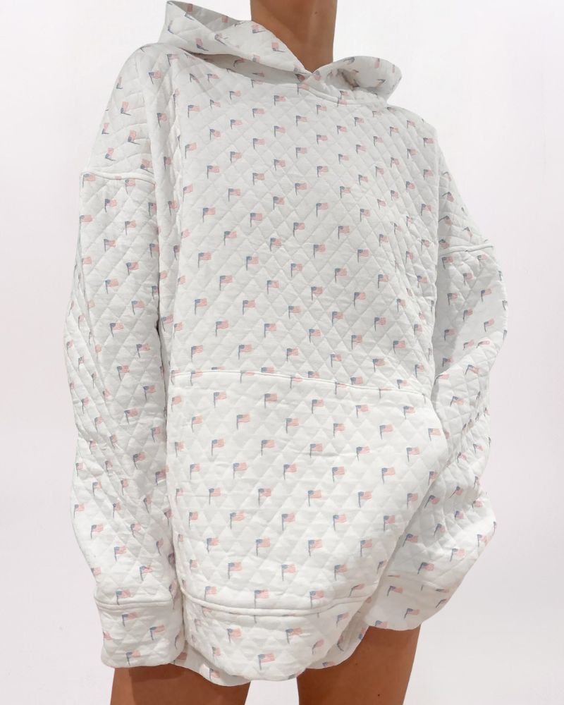USA FLAG QUILTED HOODIE