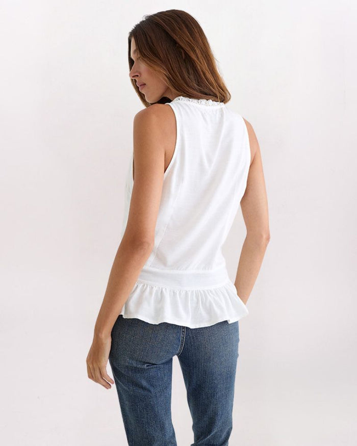 DROP WAIST PEPLUM TOP, IVORY