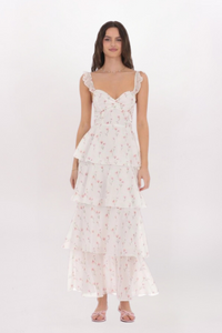 FLORAL RUFFLE MAXI DRESS