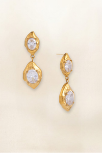 BLAKE BAROQUE DOUBLE CZ DROP EARRING