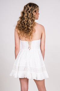 EYELET LACE-UP BACK DRESS