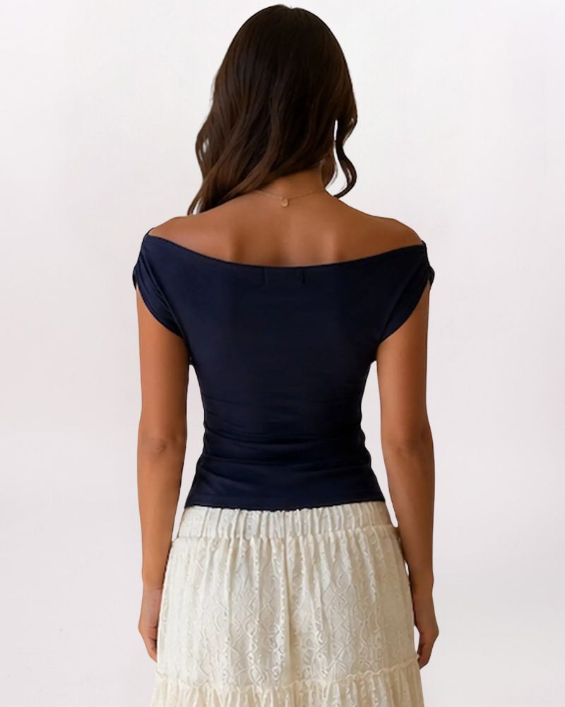 OFF SHOULDER TOP, NAVY