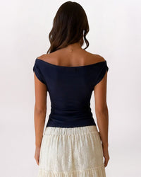 OFF SHOULDER TOP, NAVY