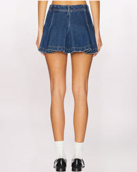 MADISON AVE DENIM MINI SKIRT, WANDERING EYES