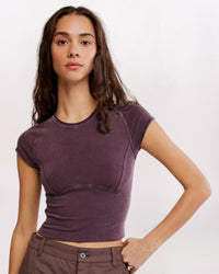 FREE PEOPLE PROTAGONIST SEAMS TEE, VINTAGE GRAPE