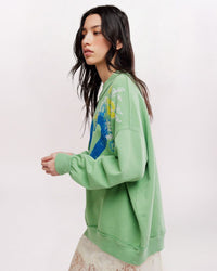 PALM SPRING TURTLE GRAPHIC SWTSHRT, GREEN COMBO