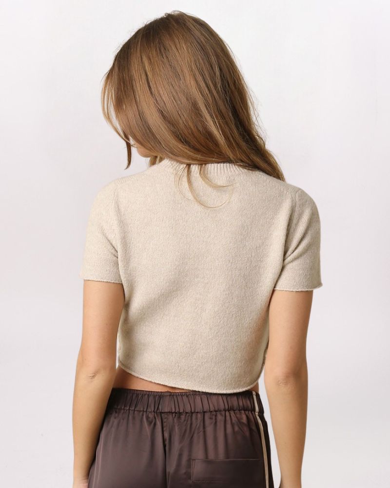 CROP SWEATER TOP, LT MOCHA
