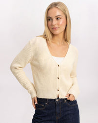 VNECK MINIMALIST CARDIGAN, IVORY