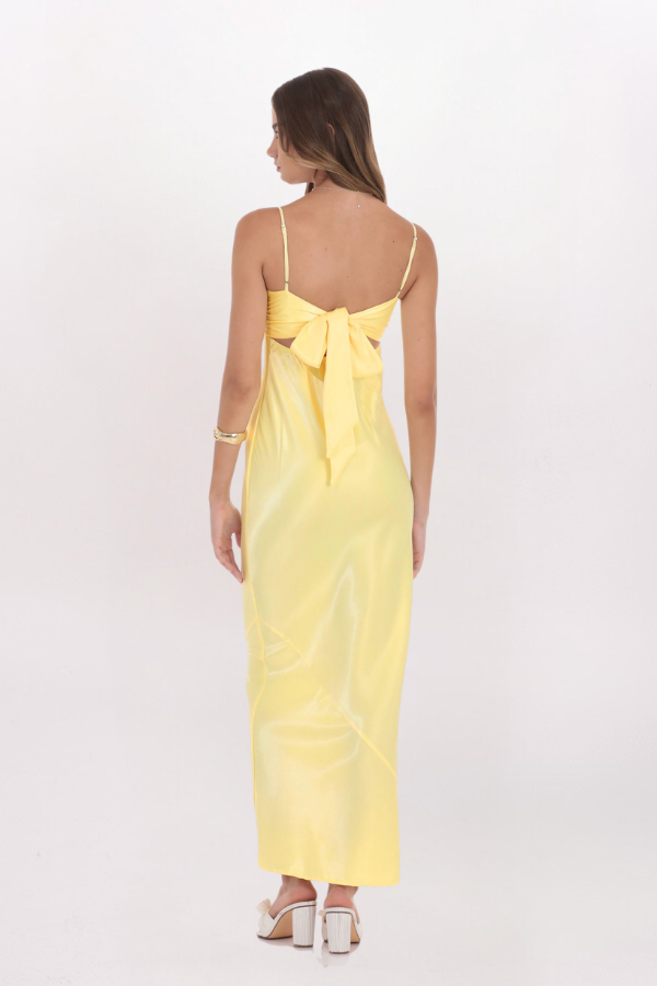 SATIN TIE BACK MAXI DRESS