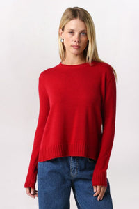 SPLIT HEM CREW SWEATER