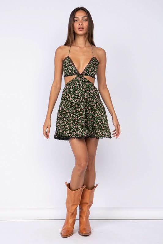 FLORAL CUTOUT DRESS