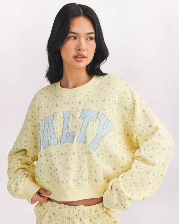 SALTY EMBROIDERED DITSY FLORAL SWEATSHIRT