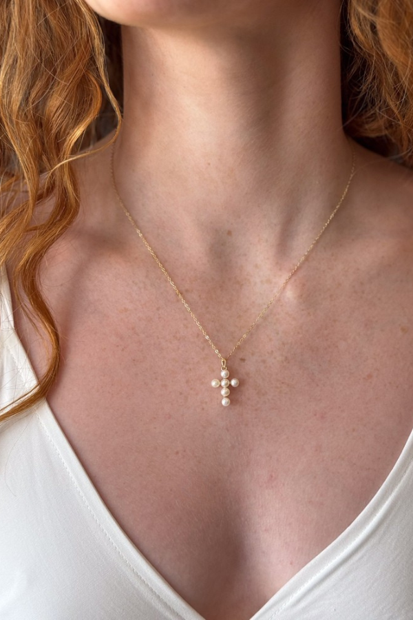 PEARL CROSS NECKLACE