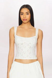 FULL BLOOM EYELET CAMI, IVORY