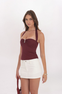 PINSTRIPE HALTER TOP