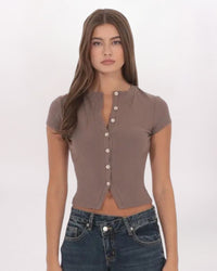 RIBBED BUTTON TOP