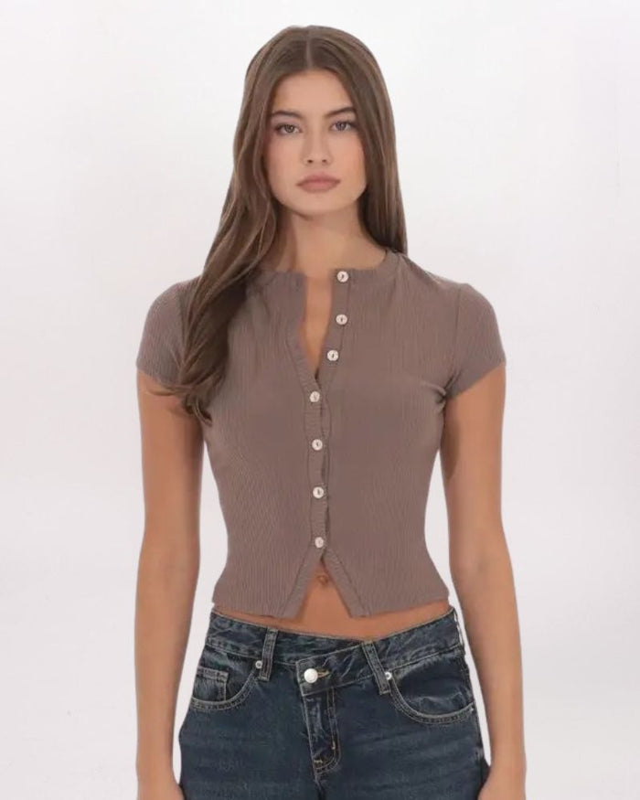 RIBBED BUTTON TOP