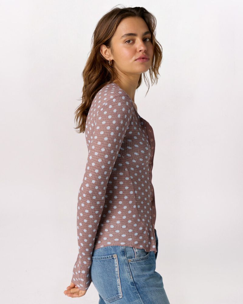 GOING PLACES DOTS CARDIGAN, CHOCOLATE