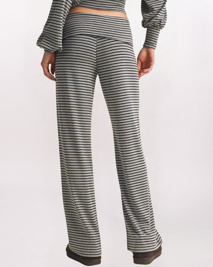STRIPED ROLL WAIST PANT, H NAVY