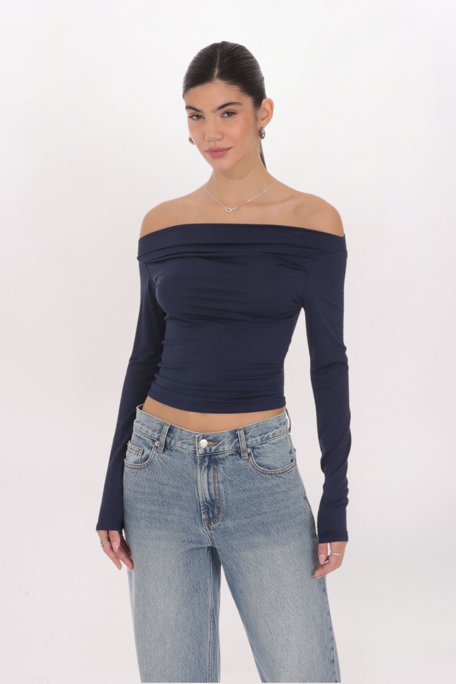 RUCHED OFF SHOULDER TOP