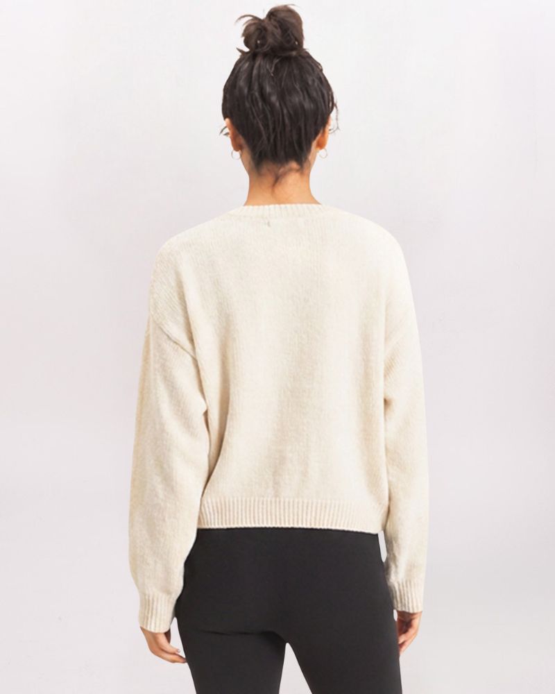 LS OVERSIZED CREW SWTR, CREAM