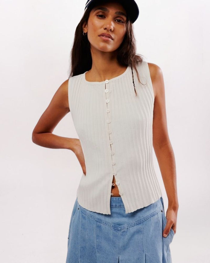 SL RIBBED TILLY BD TOP, HONEY BRONZE