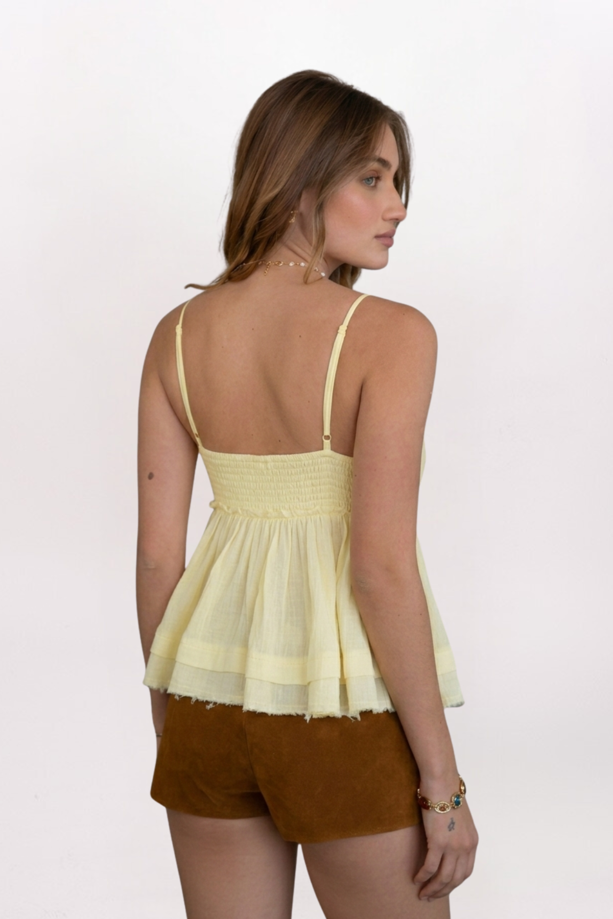 HANKY HEM BABYDOLL TOP, PALE YELLOW