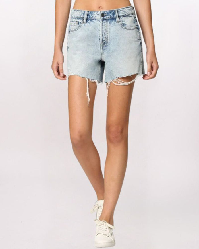 HI-RISE SIDE SLIT MOM SHORT