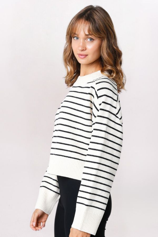 STRIPED DROP SHOULDER SWEATER