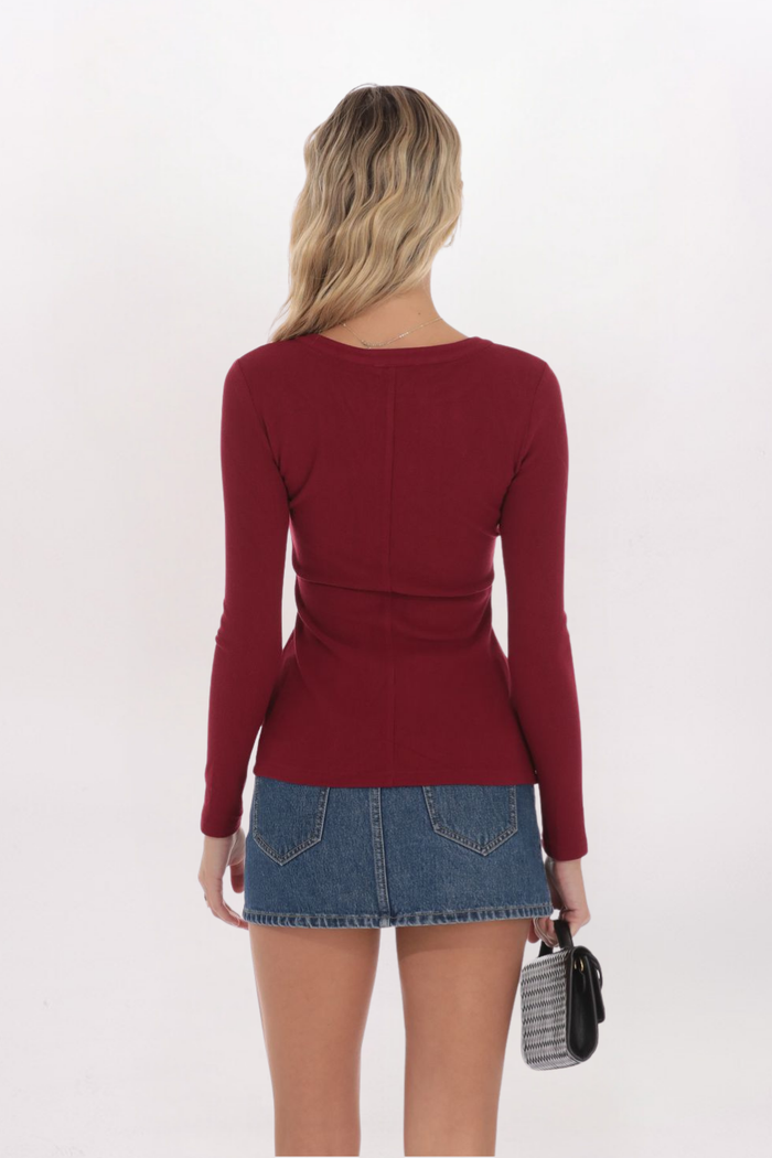 RIBBED BUTTON FRONT TOP
